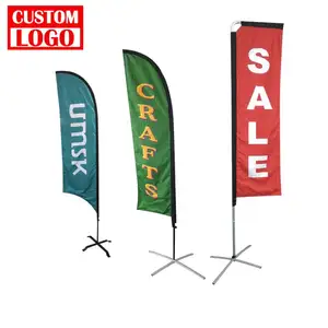 Hot Sell Store Open Bright Color Printed Beach Flag Custom Business and Advertising Flag and Banners