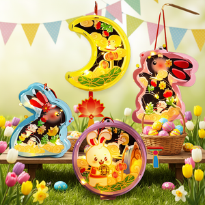 ईस्टर कार्टून खरगोश हस्तनिर्मित डिय हस्तनिर्मित चमकदार प्लास्टिक लालटेन थोक - Product Image 5