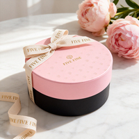Boîte d'emballage de bonbons en carton rond de luxe - Boîtes rigides avec ruban - Papier fantaisie de qualité alimentaire rose - Boîte personnalisable