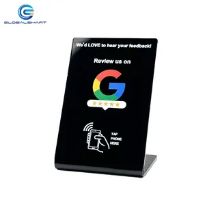 Acrylic NFC Stand For Google Review Restaurant Menu Social Media Instagram Facebook Linkedin Whatsapp