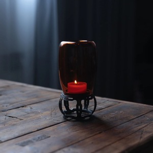 Amber Glass Candlestick Holder Tapered Heat Resistant Home Decoration New Chinese Style Lantern - Product Image 2