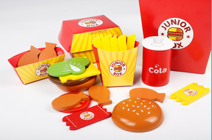 Los niños de simulación de madera familia comida de cocina conjunto de Hamburgo papas fritas francés cola conjunto de juguete - Product Image 2