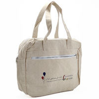 Bolsa de Lona de Algodón Profesional de Fábrica con Dos Asas, Parte Superior Abierta, Portátil para Archivos y Uso Simple de Compras, Diseño con Patrón de Letras