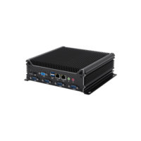 Mini PC industrial Wanlan sin ventilador, Barebone i3 5005U, 2LAN, 8USB, 6COM, con salida VGA HD doble y tira lateral.