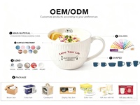 Tasses à café en céramique 550 ml les plus populaires en stock – Vente en gros usine – Ensemble de tasses à rayures blanches au design européen pour soupes et flocons d'avoine