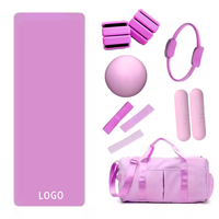 Ensemble de Pilates en silicone, tapis de yoga en PU, bande de résistance écologique, kit de fitness portable pour l'exercice à domicile, votre logo, modèle de marque