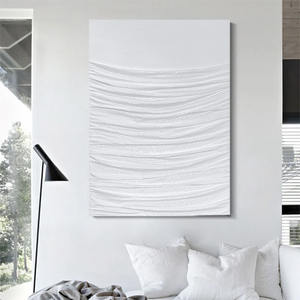 Decorazione murale dell'hotel 100% puro Origami bianco 3D con Texture pesante intonaco di tela moderna con cornice pittura ad olio - Product Image 3