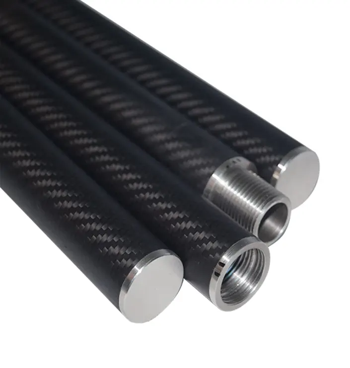 High strength Custom 3K Carbon Fiber Tubes with Connector Carbon Fiber Twist lock Tubing 30mm*26mm*500mm