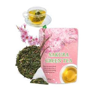 Özel etiket organik Sakura çay 100% japon kiraz çiçeği Latte glutensiz Keto dostu