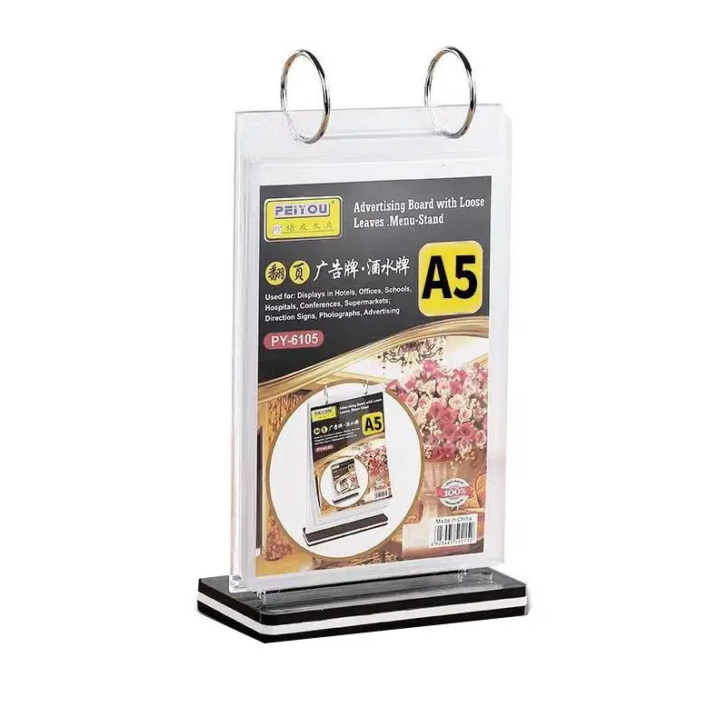 Prezzo di fabbrica 6 pagine Flip Stand A5 Menu Sign Holder Desktop Restaurant Bar espositore pubblicitario