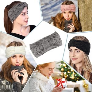 แถบคาดศีรษะถักกำมะหยี่แบบยุโรปและอเมริกันพร้อมห่วงรัดผมแบบบิดเพื่อป้องกันหูให้ความอบอุ่นเครื่องประดับผมทำจากขนสัตว์ - Product Image 3