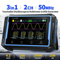 Osciloscopio Multímetro Táctil de Doble Canal Fnirsi 2C53P Nuevo, Pantalla de 4.3 Pulgadas, Ancho de Banda de 50MHz, Precisión del 0.5%