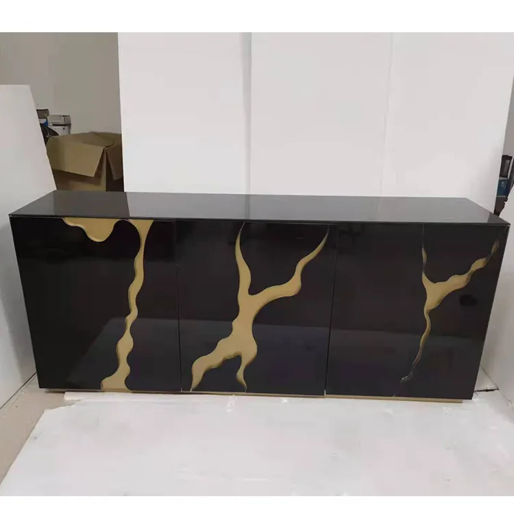 Wohnzimmer möbel Design gespiegelt Spiegel möbel 4-türiges verspiegeltes Side board