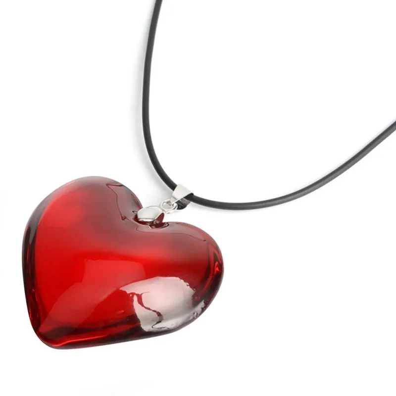 43mm लाल प्यार दिल क्रिस्टल मनका प्रेमी लड़की उपहार लटकन हार 15 फैशन हार महिलाओं halsketting sautoir Halskette