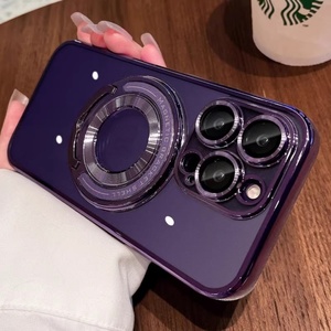เคสโทรศัพท์เคลือบเงาแบบมีขาตั้งวงแหวนหมุนได้ 90 องศา ดีไซน์หรูหรา สำหรับ iPhone 12 13 14 15 16 Pro Max  แบบนิ่ม - Product Image 2