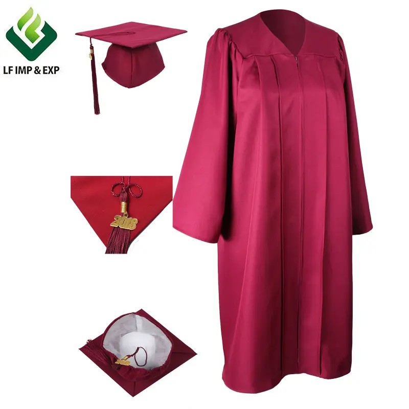 Marron Mat Robe De Graduation Capuchon Gland Ensemble pour Lycée et Licence