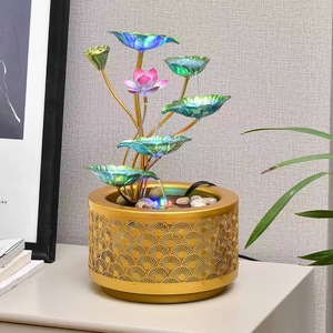 Water Feature Lotus Fountain With Led Light For Office Desk Decor And Gift - Product Image 2
