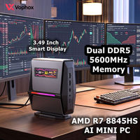 Factory Direct OEM Custom AI Mini PC AMD Ryzen 7 8845HS Gaming PC Dual 2.5G LAN Small Computer with 3.49" Smart Status Display