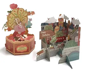 Заводский непосредственный сбыт: 3D Pop Up изготовленные на заказ с логотипом Спасибо карты печать на заказ открытки на день рождения с Конверты