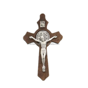 Làm bằng tay Tôn Giáo ST Benedict chéo Lớn Jesus gỗ Chéo Mặt dây chuyền bằng gỗ tiện dụng thủ công - Product Image 3