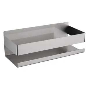 304 Rvs Geborsteld Nikkel/Zwart Badkamer Douche Caddy Lijm Badkamer Plank