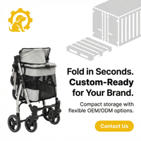 Chariot pour animaux de compagnie à double étage, grand espace, transfrontalier, détachable, pliable, 4 roues, en alliage d'aluminium, tissu Oxford, pour chats et chiens, vente en gros
