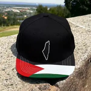 Cappello con mappa con bandiera palestino gratuito per prodotti all'ingrosso 5 pannelli con bandiera nazionale personalizzato con stampa di logo snapback cappello