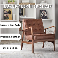 Fauteuil de relaxation moderne de luxe en bois et cuir, confortable et ergonomique, pour salon, bureau à domicile, hôtel ou comme accent décoratif
