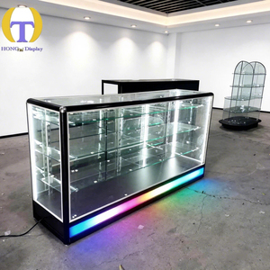 <span class=keywords><strong>Vitrine</strong></span> <span class=keywords><strong>LED</strong></span> moderne de luxe HongTai, base noire robuste, <span class=keywords><strong>verre</strong></span> trempé, taille personnalisable, recyclable, pour magasin de tabac - Product Image 2