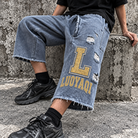 Shorts de survêtement 3/4 en coton vieilli personnalisés, style streetwear d'été, coupe capri, imprimés, amples et longs pour hommes