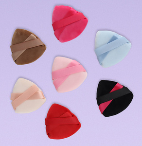 Éponge à maquillage en velours avec ruban, houppette douce en coton pur, éponge portable douce GZ RTS, commande en gros mixte - Product Image 3