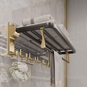Juego de 6 Piezas de Repisas de Pared de Aleación de Aluminio Negro Dorado, Toalleros, Accesorios de <span class=keywords><strong>Baño</strong></span> - Product Image 3