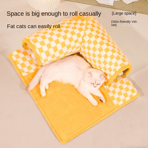 2025 Fabriek Nieuw Ontwerp Kleurrijke Kat <span class=keywords><strong>Tunnel</strong></span> Winter Mat Afneembare En Wasbare Kat Huis Pluche Kat Mat - Product Image 4