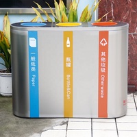 Poubelle de recyclage professionnelle sur mesure, ouverte, en acier inoxydable, écologique, avec revêtement poudré brossé, 126L