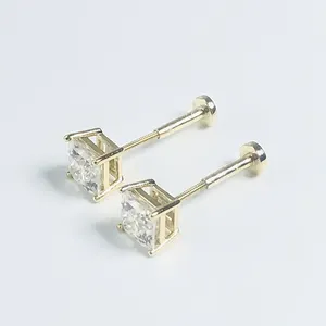 XINGYUE-pendientes de moissanita vvs, gemas chapadas en diamantes, 4 garras, 14K, joyería de moda