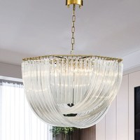 Lustre moderne en verre cristal doré, suspension cascade, luminaire de plafond circulaire élégant pour salle de mariage, hôtel, salle à manger
