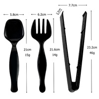 Ustensiles de service en plastique noir 9.1 "Pinces de service 8.3" Cuillères de service 8.5 "Fourchettes de service Buffet Party Ustensiles de service