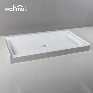 Waltmal taille Personnalisée de douche à surface solide, projet mat finition faux pierre moulée résine base de douche pour salle de bain WTM-016030CT
