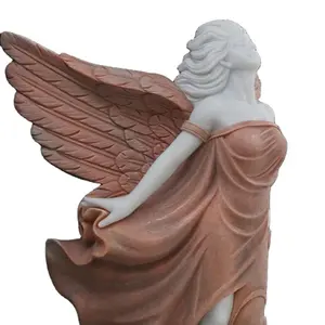 厂家价格定制天使造型大理石雕像装饰天然石花园雕像