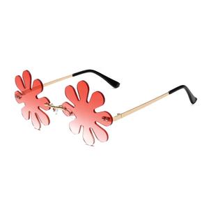 Новый дизайн очков Солнцезащитные очки с цветами Веселые солнцезащитные очки для вечеринок UV400 многоцветные женские пикантные солнцезащитные очки в форме цветка без оправы - Product Image 2