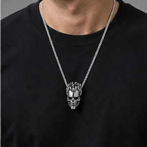 Yunnique – pendentif squelette pour hommes, collier en acier inoxydable, chaîne, Style Hip Hop Street, Design géométrique, JD215 - Product Image 4