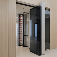 Puerta Corredera de Vidrio Moderna de Aleación de Aluminio, Diseño Plegable de Acero Inoxidable, Perfil Estrecho para Hotel, Oficina, Comercial