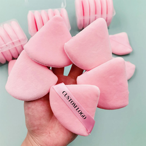 Venta al por mayor lavable suave esponja <span class=keywords><strong>Puff</strong></span> algodón <span class=keywords><strong>rosa</strong></span> triángulo Etiqueta Privada maquillaje terciopelo base polvo <span class=keywords><strong>Puff</strong></span> - Product Image 1