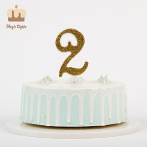 Meilleur prix de gros, bougie de gâteau personnalisée avec de gros paillettes dorées, chiffres de 0 à 9 pour fête d'anniversaire et <span class=keywords><strong>mariage</strong></span> - Product Image 2