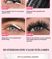 Cils en grappe 3D volumineux en fibres synthétiques, faits à la main, réutilisables, sans cruauté, segmentés, imperméables, avec tige en coton noir – Lot