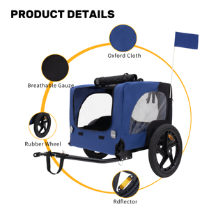 <span class=keywords><strong>Remorque</strong></span> vélo 2 en 1 pour bébé chien Poussettes pour animaux de compagnie de haute qualité Bicycle Trailer Cart - Product Image 5