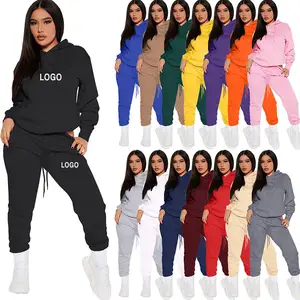 Autunno inverno blank sweat suit due pezzi Jogger Pants set pullover tuta abiti Logo personalizzato pantaloni della tuta e felpe con cappuccio set donna