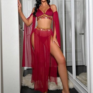 Service de personnalisation de logo, Ensemble de lingerie ODM rouge bordeaux S-XXL, Costume de showgirl une pièce <span class=keywords><strong>sexy</strong></span> rétro pour jeu de rôle, avec contrôle léger, pour le strip-tease - Product Image 4