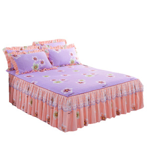 Printed Solid Bedding Sets Home Bedding Set <b>Bed</b> Skirt Pillowcase 3pcs High Quality Lovely Pattern With Flower - Product Image 2