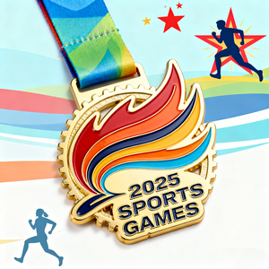 Fabricante de medallas y trofeos de recuerdo de latón, logotipo de medallas personalizado, esmalte suave, deporte, Maratón, cinta de medalla para correr - Product Image 2